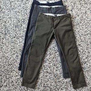3 J. Crew Flex Slim Chinos -  32x30